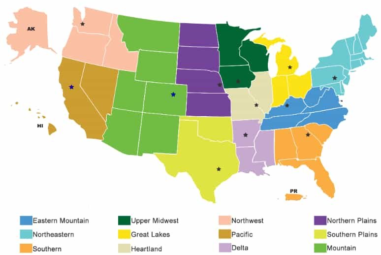 USDA Farmland Regions Map